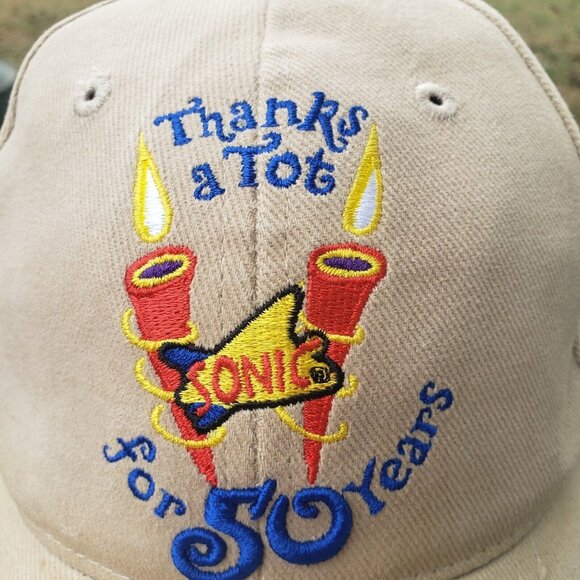 Pair Sonic Drive In Baseball Cap Hats Strapback‎ 50 Year Thank A Tot Vintage - Picture 10 of 15